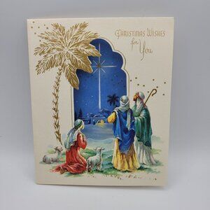 Vintage Christmas Greeting Card With Nativity Scene
